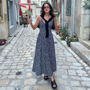STAUD Black Woodblock Floral Dena Dress